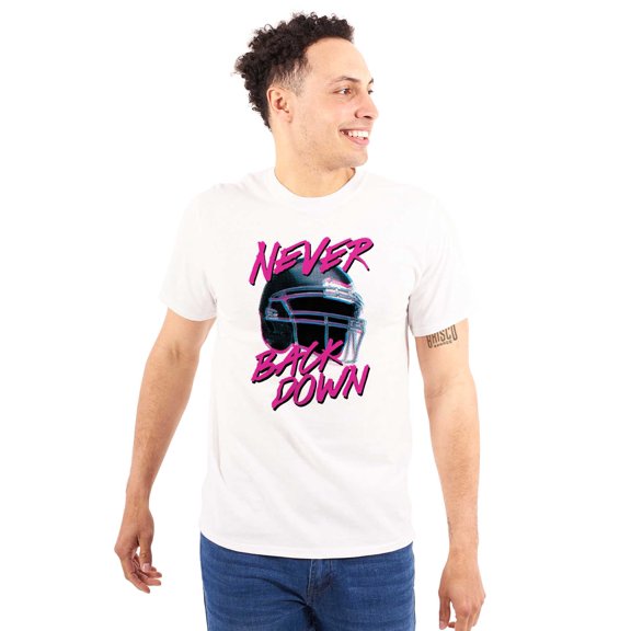 Football Jock Helmet Never Back Down Men's Graphic T Shirt Tees Brisco Brands S