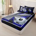 thumbnail image 2 of Castle Fairy Sport Soccer Print Zipper Full Size Comforter Sets with Fitted Sheet and 2 Pillowcases, Futuristic Letter K Zipper Bedding Set, Silver Black Blue,4pcs,Black Reversible, 2 of 6