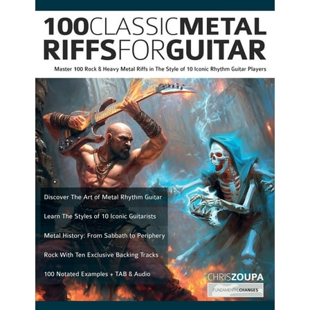 100 Classic Metal Riffs For Guitar: Master 100 Rock & Heavy Metal Riffs in The Style of 10 Iconic Rhythm Guitar Play, (Paperback)