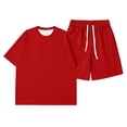 thumbnail image 2 of Boys Casual Set Stylish Breathable Shorts and Short Sleeves Sets Lightweight Soft Summer Clothes for Kids Red Size 2-3 Years, 2 of 4