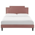 thumbnail image 5 of Platform Bed Frame, King Size, Pink, Velvet, Mid Century French Bedroom, Modern Contemporary Boutique HB35481, 5 of 12
