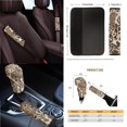 thumbnail image 4 of Renewold Cow Leopard Print Car Seat Cover Set for Women Men, with Steering Wheel Seat Belt Strap Rearview Mirror Handbrake Gear Shift Knob Cover Rubbish Bin Armrest Pad Coasters, 14 PCS, 4 of 7