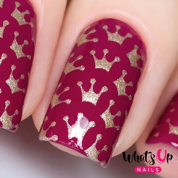 Whats Up Nails Princess Crowns Vinyl Stencils for Nail Art Design