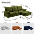 thumbnail image 3 of LiangFu L-Shaped 3-SeaterCouch ,SofaConvertible Sectional Sofa ,Modern Flannel Fabric , Suitable for Small Living Rooms, Green, 3 of 7