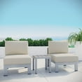 thumbnail image 2 of Modway Shore 3 Piece Outdoor Patio Aluminum Sectional Sofa Set in Silver Beige, 2 of 6