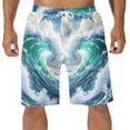 thumbnail image 1 of Ceisia Men's Oil-Painting Ocean Wave Print Swim Trunks 4-Way Stretch Quick-Dry Beach Shorts Gifts, 1 of 4