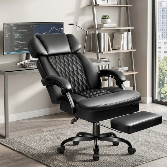 Waleaf Office Chair with Footrest, Ergonomic High Back Computer Desk Chair with Adjustable Headrest and Lumbar Support for Home Office