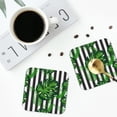 thumbnail image 4 of Honeii Palm Greenery print Leather Coaster Set of 4, ideal for safeguarding your furniture from drinks spills and effortless cleanup-Square, 4 of 6