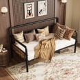 thumbnail image 1 of Tamaño individual-size negra metal daybed frame: sofa cama platform con sturdy metal construction, strong slat support. ideal para para sala de estar, dormitorio, o guest room. fácil montaje, 1 of 8