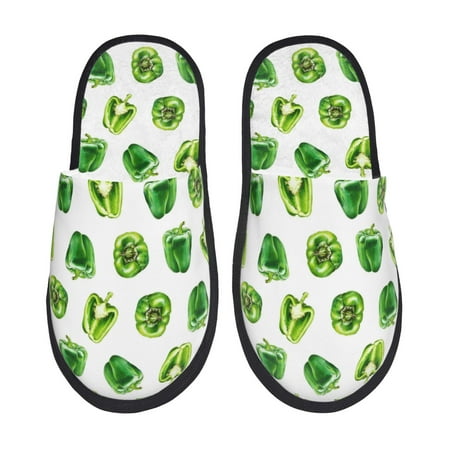 

Slippers for Women Men green Bell Pepper Warm Womens Mens House Shoes Bedroom Slippers Fuzzy Memory Foam Slippers Winter House Indoor Shoes Aesthetic Dorm Slippers