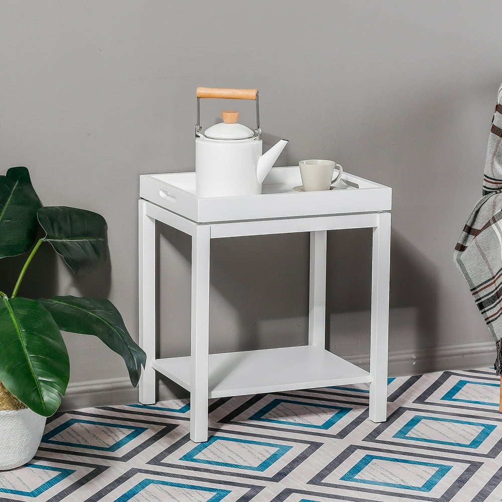 White Tray End Table