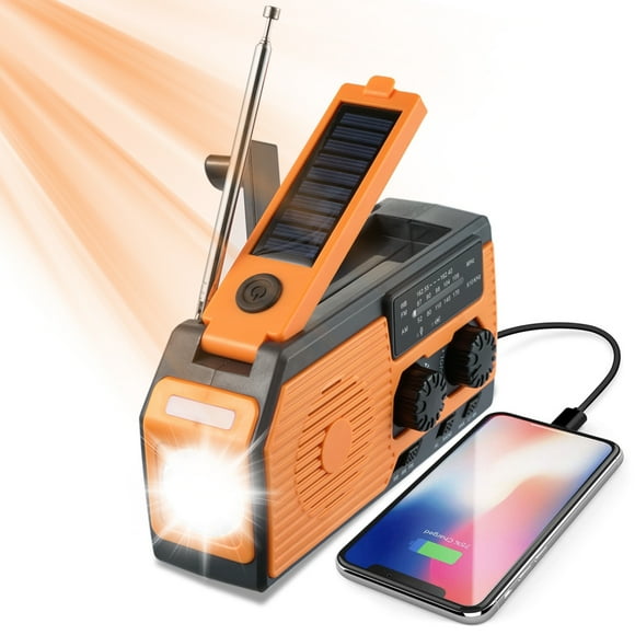 Emergency Solar Power   Hand Crank  Emergency Solar Power  Hand Crank  Dynamo Generator 5000mAh Phone Charger Bank Flashlight AM//WB NOAA Weather