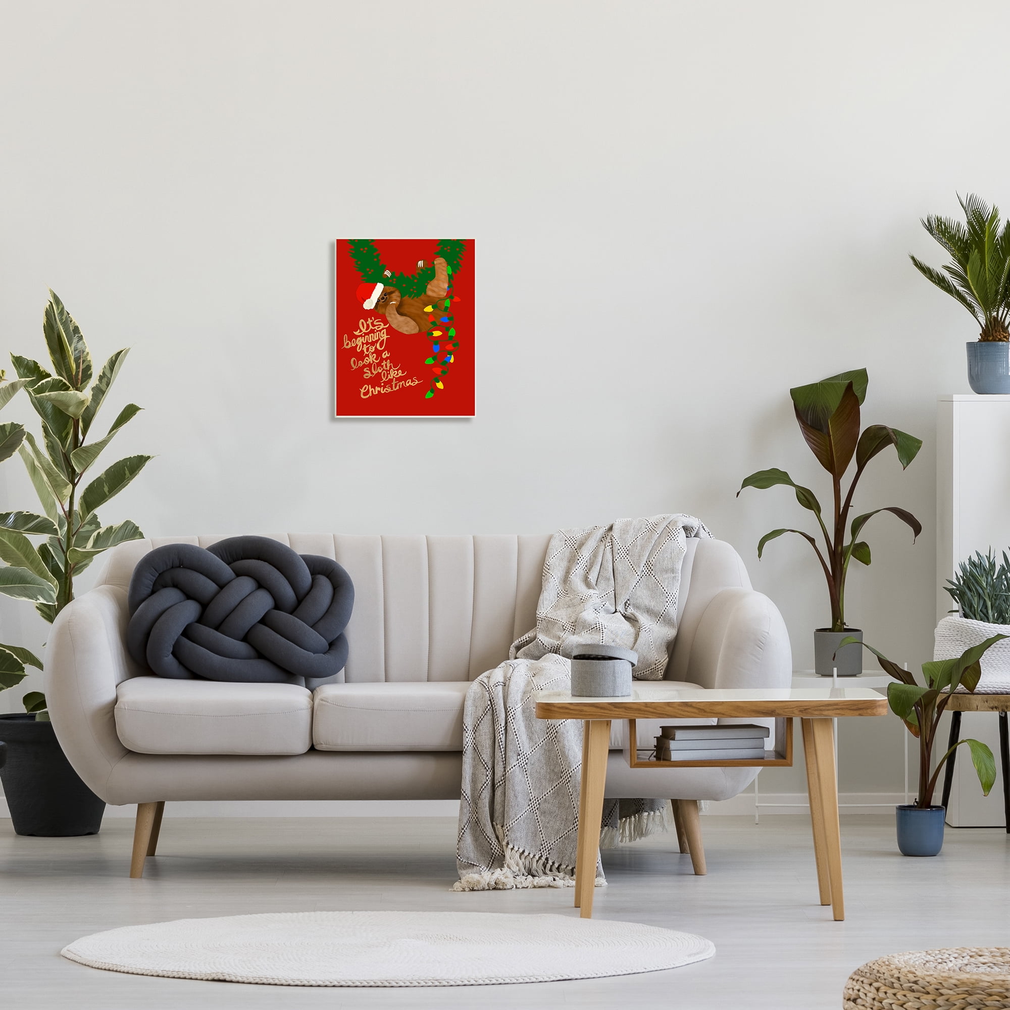 Stupell Industries A Sloth Like Christmas Festive Winter Holiday Pun Inspirational Painting Unframed Art Print Wall Art, 13 x 19