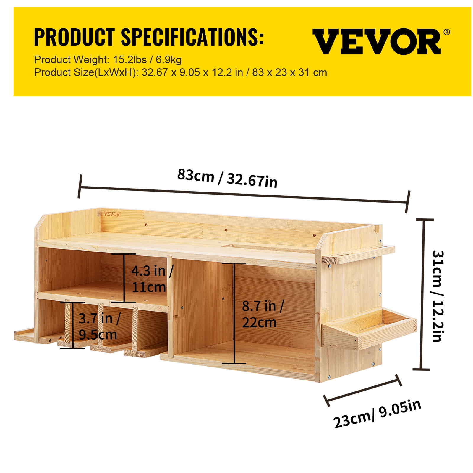 VEVOR Power Tool Organizer, Wall Mount/Benchtop Drill Holder, 5 Hanging  Slots Drill Charging Station, 4-Shelf Cordless Drill Storage, Polished  Wooden