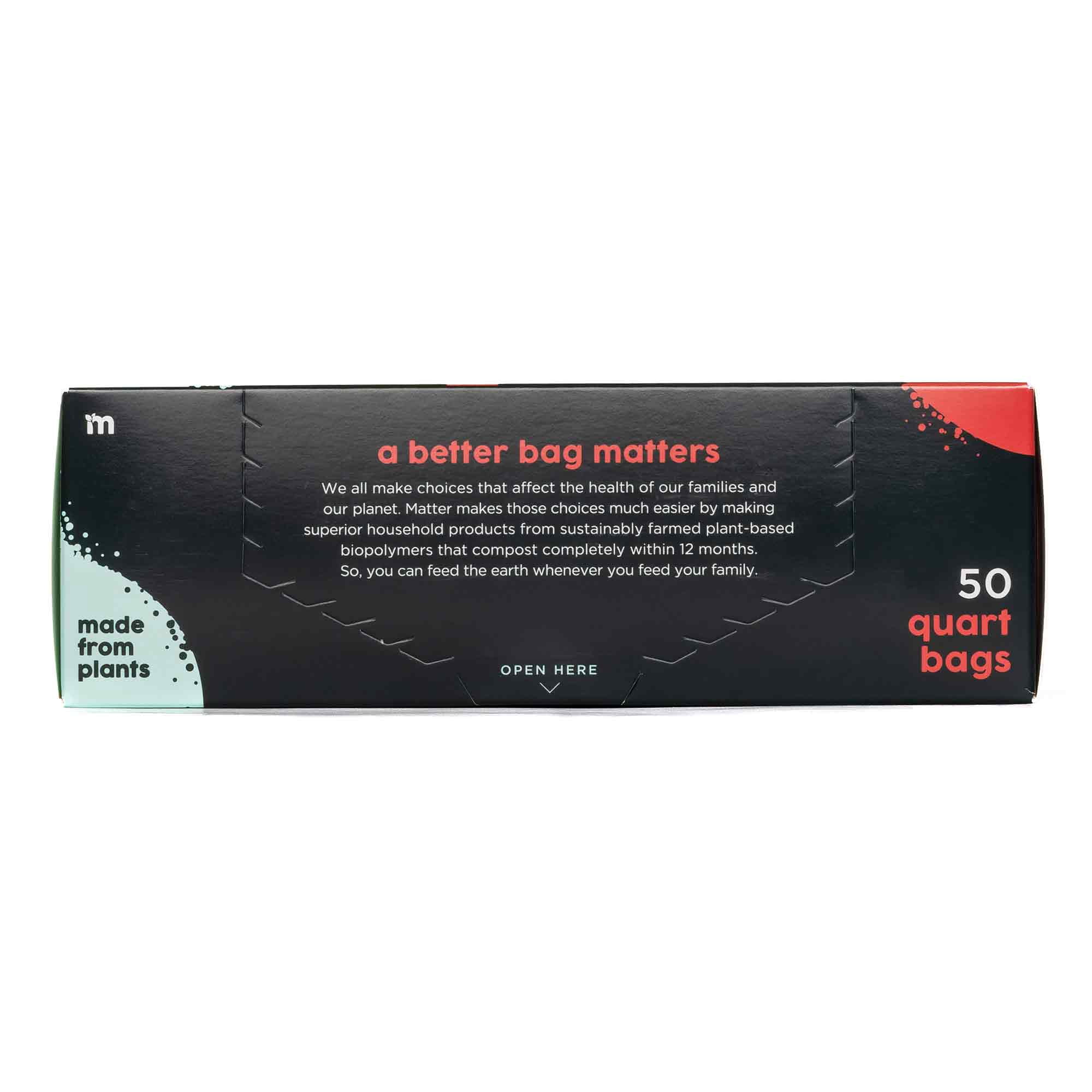 Matter Compostable Quart Food Storage Bags, 50 Count