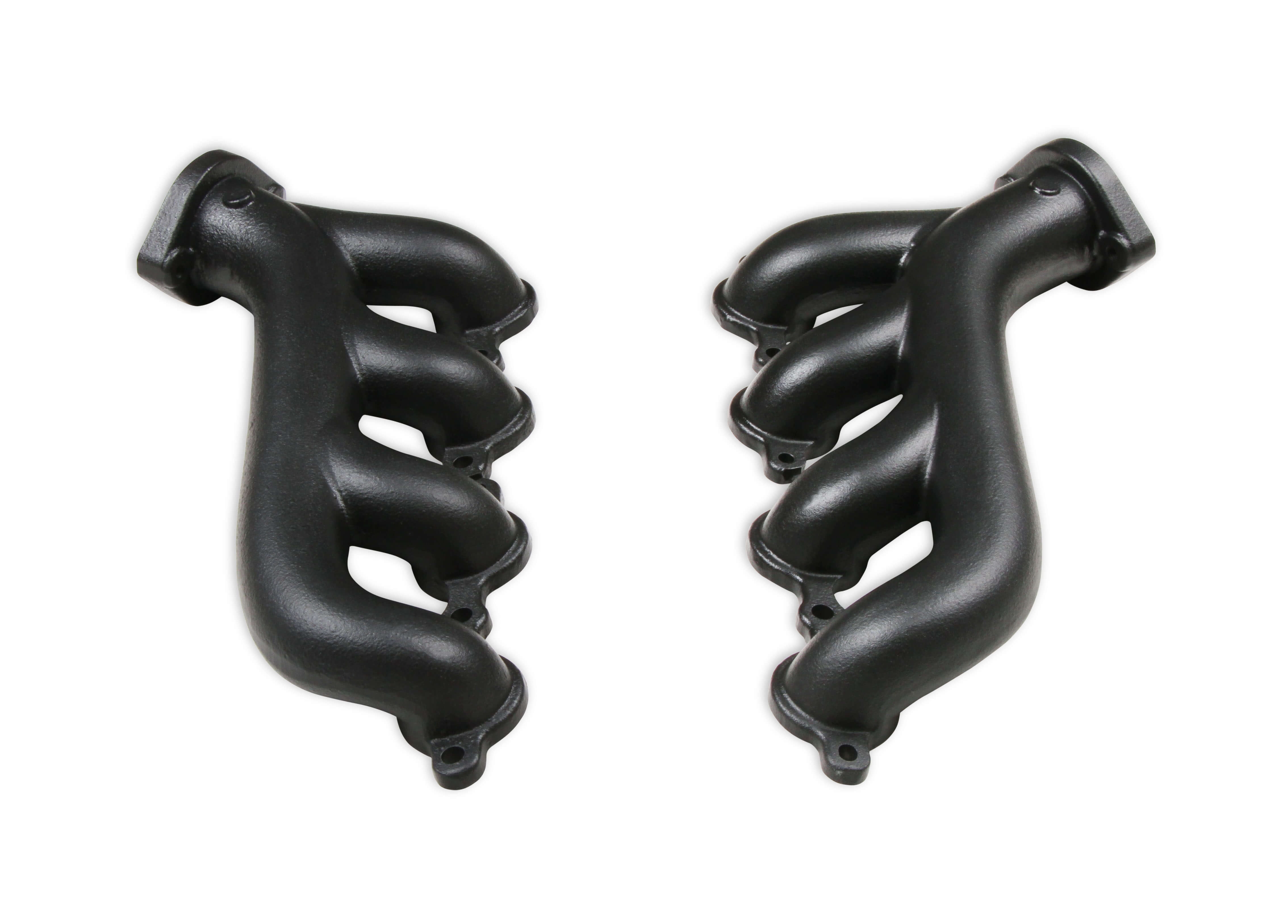 Super Shops LS Cast-Iron Exhaust Manifolds - Black Ceramic Coated - Pair