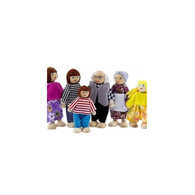 Muñecos familiares de juguete de madera para casa de muñecas con 6 piezas