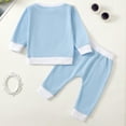 thumbnail image 4 of Caqnni Toddler Long Sleeve Sweater Blouse Pullover Sweatshirt Elastic Pants Warm Clothes Set Baby Girl Clothes 2PCS Outfits for Girls 6 9 12 18 24 Months，Light Blue，12-18 Months, 4 of 4