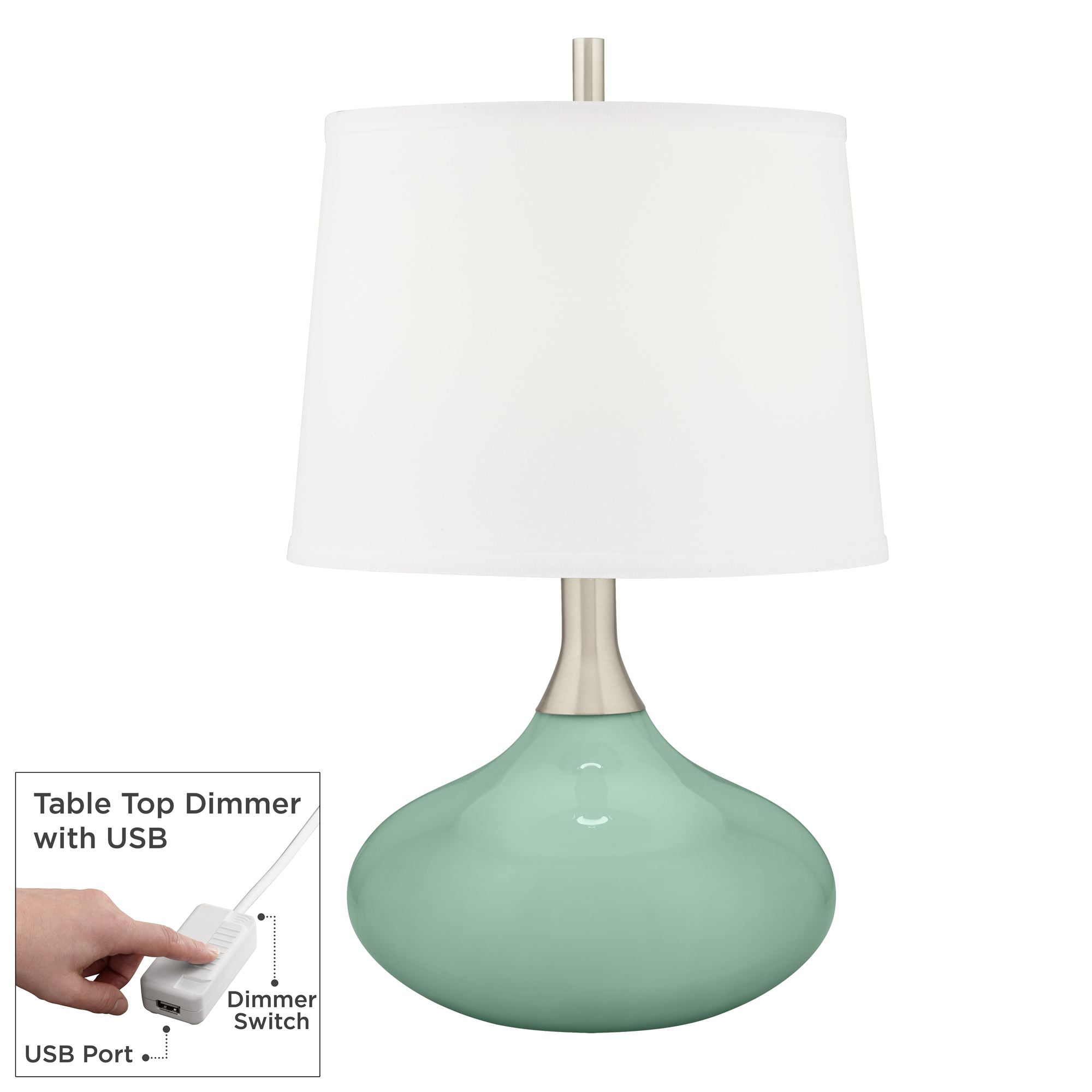 Grayed Jade Felix Modern Table Lamp, Grönö Table Lamp With Led Bulb Frosted Glass White