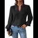 thumbnail image 2 of Blusas Bohemias de Larga con Cuello en V para Mujer, Blusas de con Lunares, Ropa de Crochet con Encaje Fluido, Ropa Informal de Moda. Negro XL, 2 of 9