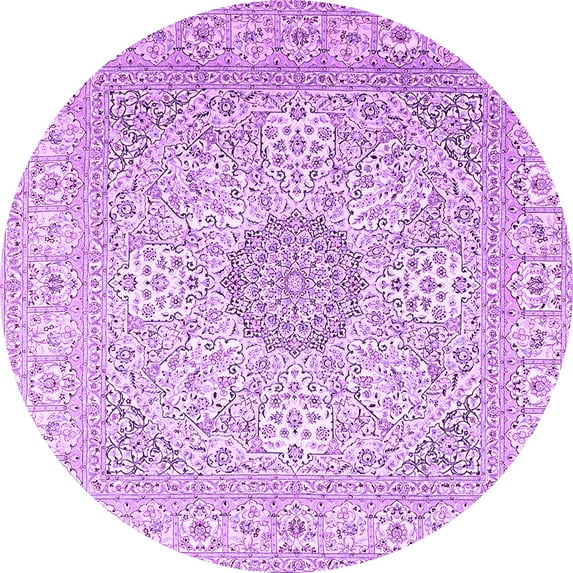 Ahgly Company Indoor Round Medallion Purple Traditional Area Rugs, 8' Round