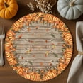thumbnail image 2 of Fall Round Placemats Set of 4 Orange Pumpkin Place Mats Thanksgiving Woven Placemat Mushroom Fallen Maple Leaves Wooden Circle Braided Table Mat for Kitchen Dining Table Party Home Decor 15 Inch, 2 of 9