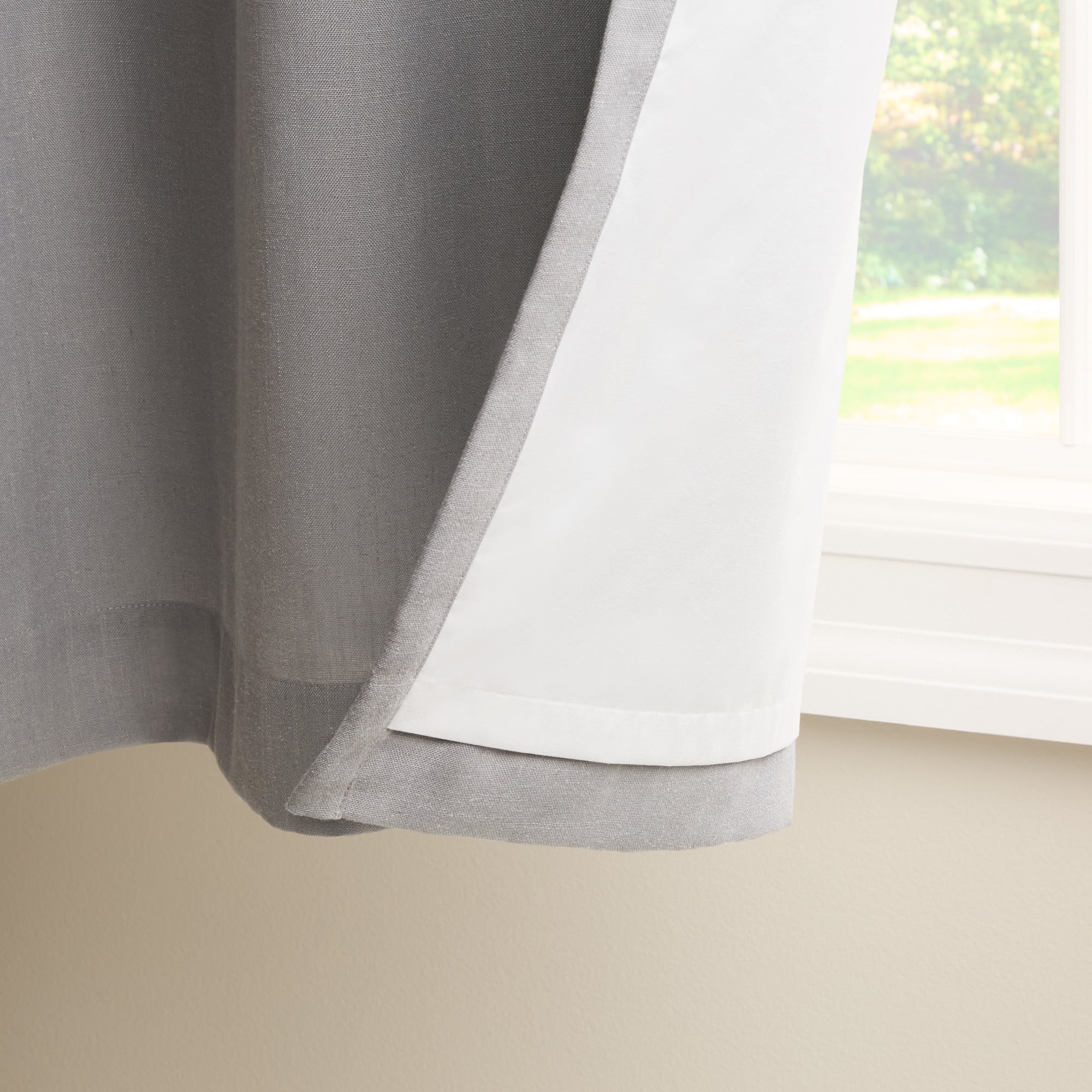 TOWN & COUNTRY LUXE Davos Solid Linen Texture Indoor Curtains, 100% Blackout with Energy Efficient Lining, Back Tab/Rod Pocket Top, 2-Pack Set, Grey, 50"x96"