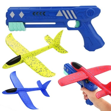 Rirool Outdoor Flying Games Toys for Kids, Airplane Launcher Toy, Throwing Foam Glider Catapult Plane Toy Birthday Gifts for Boys Girls 4-10 Year Old, 3 Pack