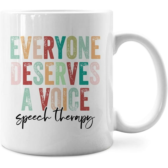 Speech Therapy Coffee Mug 11oz - Speech Language Pathologist Gifts, Appreciation Gift for SLP Ot Graduation Teachers, Everyone Deserves a Voices