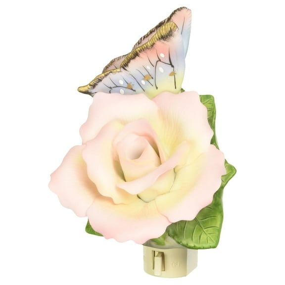 Exlonjet 2127 Fine Porcelain Lighted /Peace Rose Night Light, 3-Inch