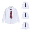 thumbnail image 5 of MUXiin White Dress Shirt Boys Long Sleeve Button-Down Dress Shirts with Tie Solid Stretch -Free Shirt Kids Casual Button Down Shirts School Uniform, 5 of 5