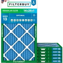Filterbuy 14x25x1 MERV 13 Health Defense, Pleated HVAC AC Furnace Air Filters (6-Pack)