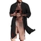 thumbnail image 1 of Camisas Hombre Hombres Stand CollarCasual Sólido Manga Larga Algodón Lino Camisa Capa Botón Camisa Manteau (Black, L), 1 of 6