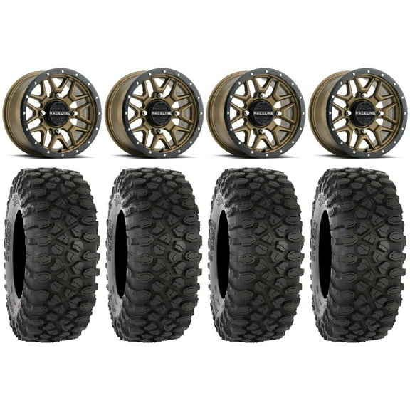 Raceline Krank 14" Bronze Wheels 30" XC450 Tires Can-Am Commander Maverick Renegade Outlander Defender