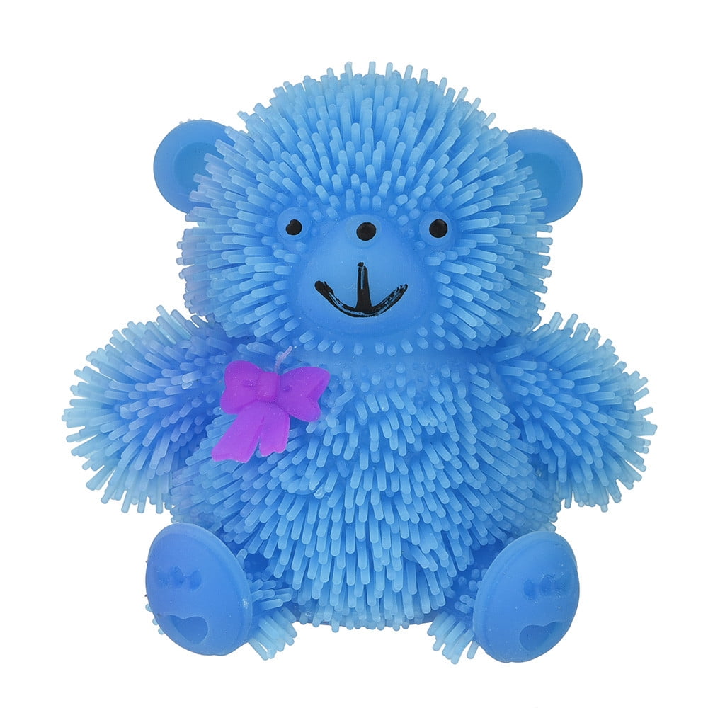 Light Up Flashing Puffer TEDDY BEAR Squidgy Sensory Stress Fidget Party Bag Toy 