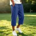 thumbnail image 2 of WDDDD Men‘s Baggy Sweat Shorts 3/4 Length Below Knee Drawstring Casual Y2K Athletic Pants Blue L, 2 of 6