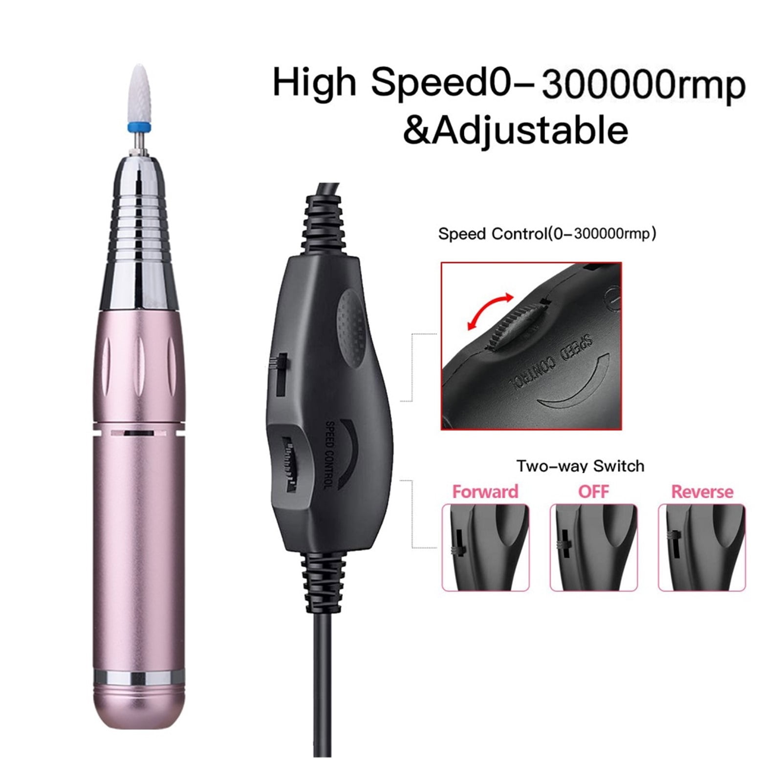 Portable Electric Nail Drill For Acrylic Nails, 35000RPM Nail File Manicure Pedicure Polishing, Nail Art Equipment Nail Salon Tool ,Low Noise