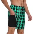 thumbnail image 2 of Picia Green and Black Houndstooth Pattern Mens Swim Trunks with Compression Liner Stretch Beach Shorts Quick Dry with Zipper Pockets No-Chafing Board Shorts-X-Large, 2 of 6