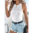 thumbnail image 4 of Ipladies Summer Crochet Tank Tops for Women 2025 Casual Crewneck Hollow Out Loose Knit Sleeveless Sweater Vest Top White L, 4 of 5