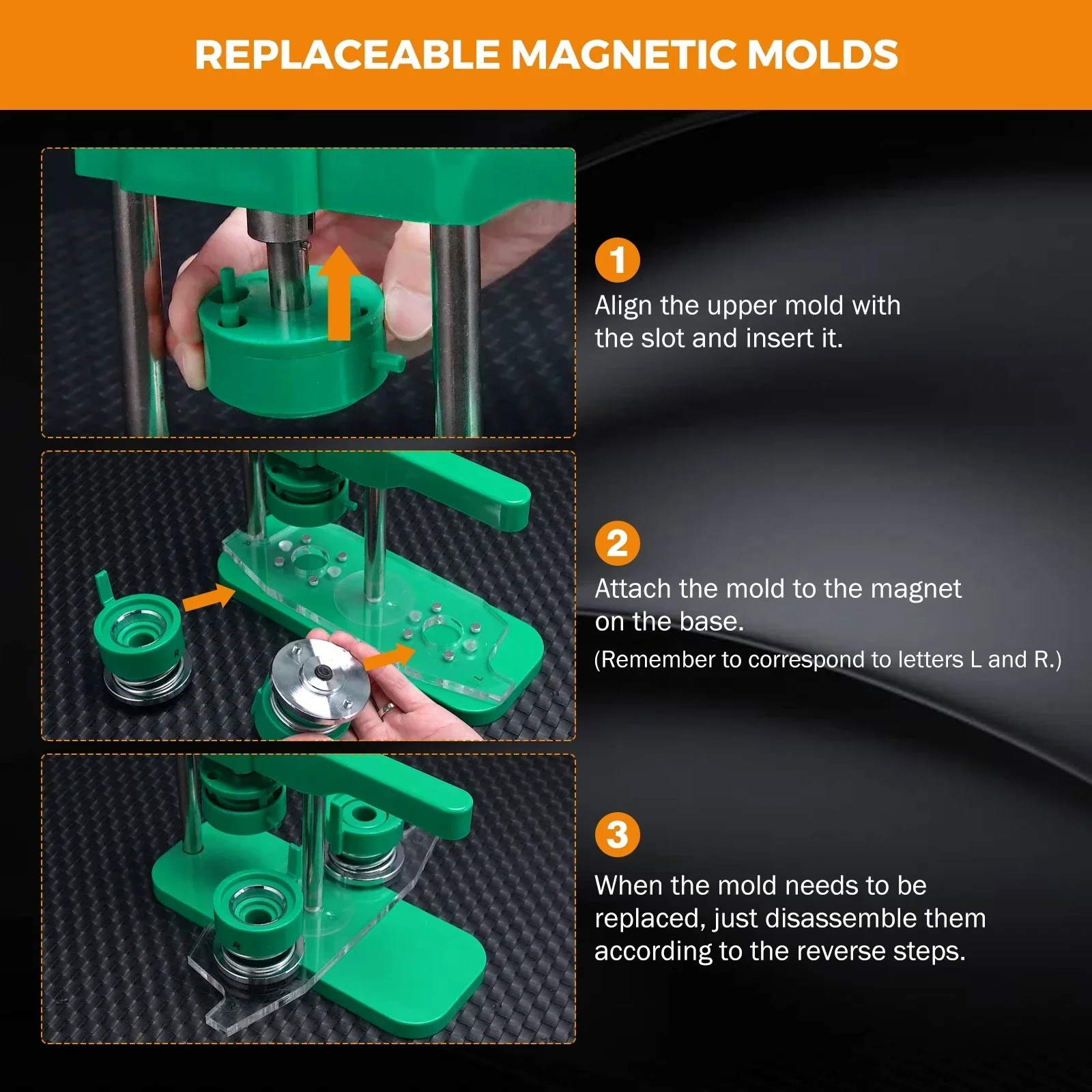 32mm Upgraded Button Maker Machine with Absorbable Mold Round Pin Maker Kit & 100PCS Button ,Beginner-Friendly