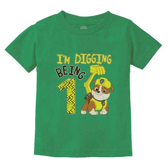 Tstars Paw Patrol 1st Birthday T-Shirt - Unisex 'Rubble Digging' Graphic Tee for Baby Boys - Ideal Gift for First Birthday Parties, Baby Showers, and One-Year-Old Celebrations