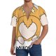 thumbnail image 1 of Balery Prince Corgi Dog Camisa Casual de Manga Corta con Botones para Hombre, Texturizada, Estilo Cubano, para Playa, Verano-Large, 1 of 5
