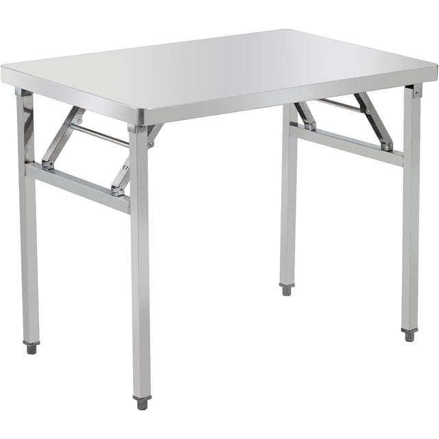 BeesClover Commercial Worktable Workstation, Table Pliante en Acier Inoxydable avec Pied de Réglage en Métal pour Cuisine