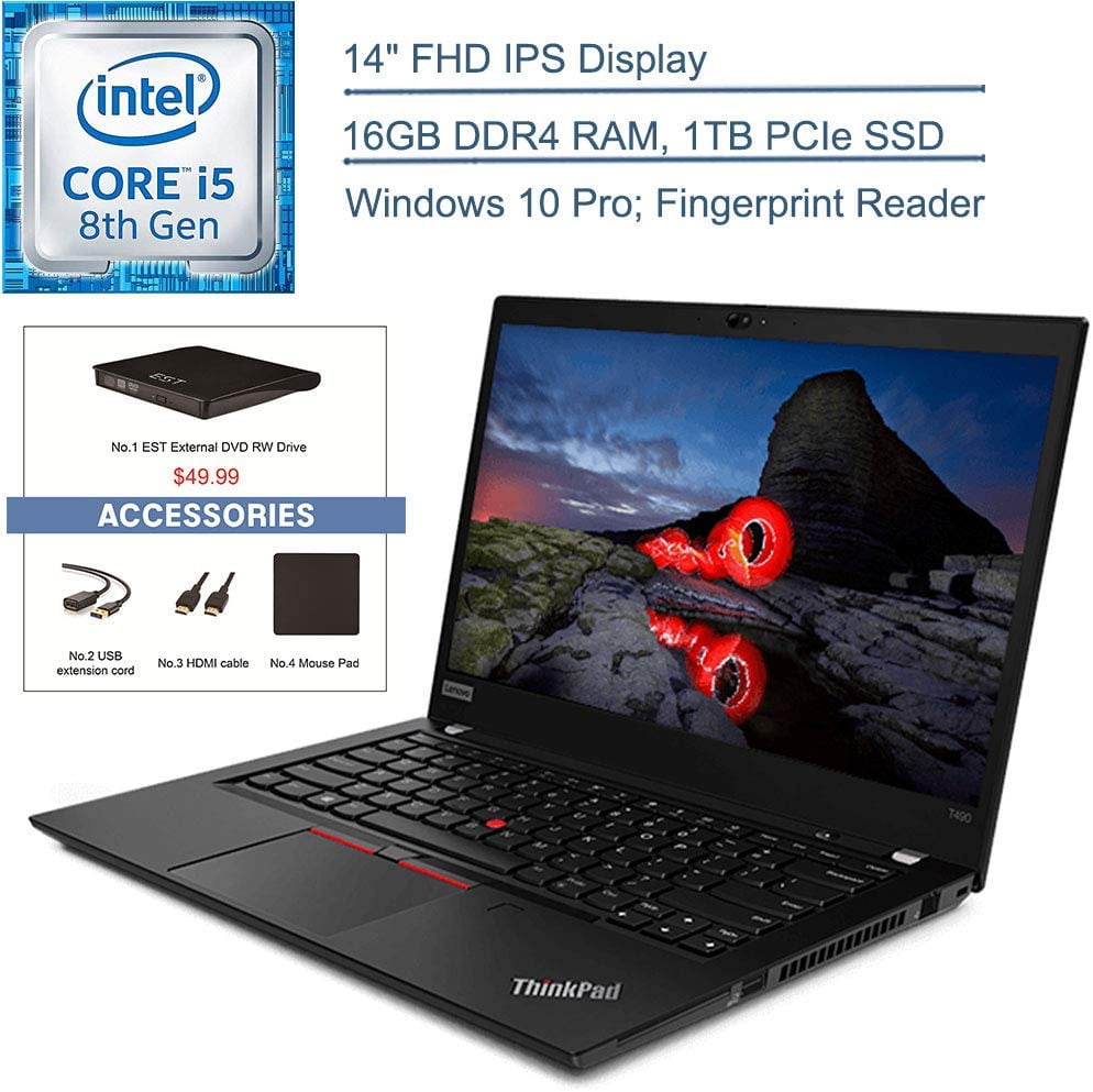 2020 Lenovo ThinkPad T490 14" FHD Business Laptop Computer, 8th Gen