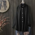 thumbnail image 4 of Outfmvch long sleeve shirts for women Plus Size Solid Pocket Loose Casual Button Long Sleeve Shirt womens tops Black, 4 of 7