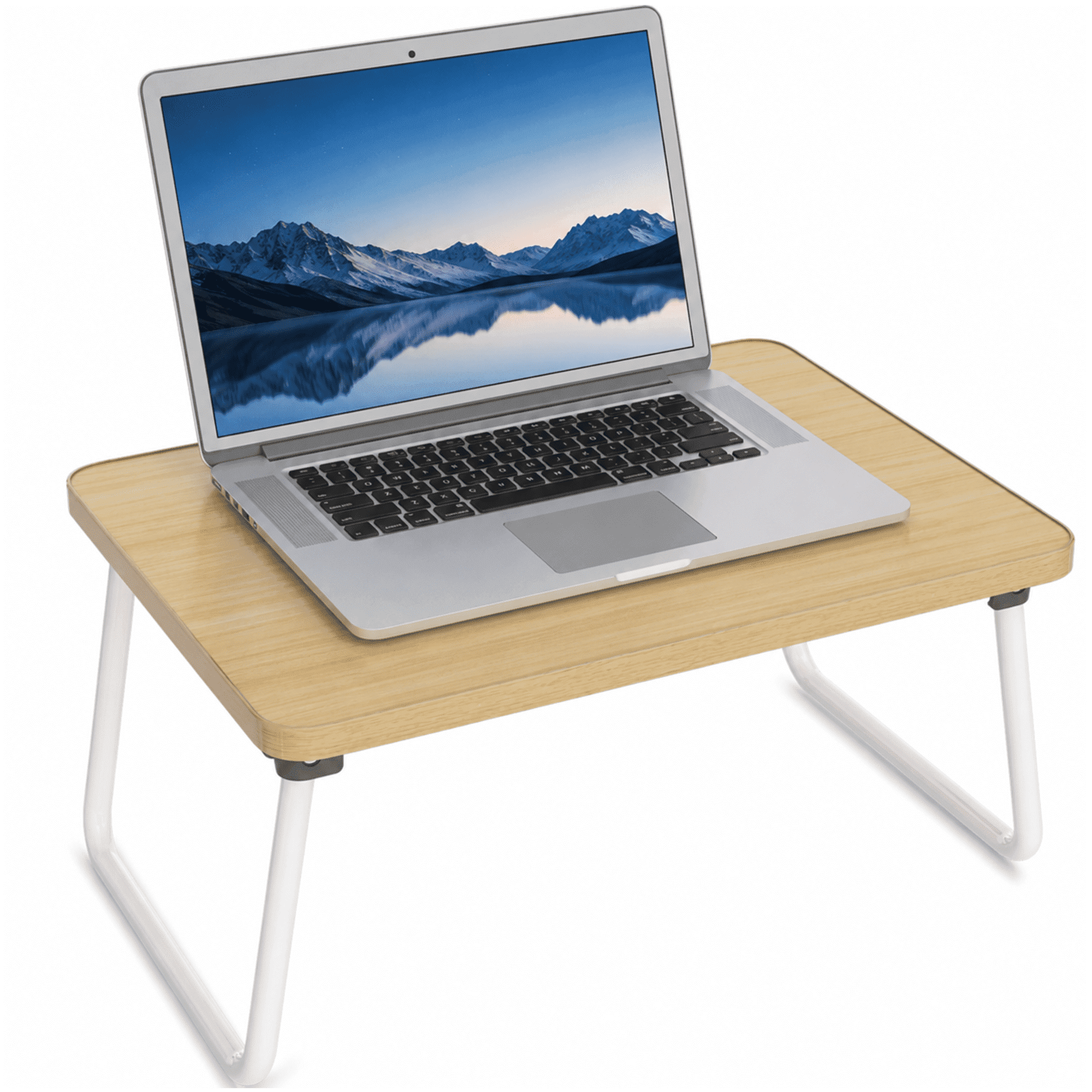Artmeer Foldable Lap Desk for Bed and Couch, Portable Breakfast Serving Tray with Folding Legs, Bamboo Laptop Table, Bed Desk and TV Tray for Eating, Reading, Writing, Natural