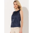 thumbnail image 2 of INSPIRE CHIC Blusa Sin Mangas Plisada De Oficina De Trabajo Sin Mangas De Satén Para Mujer Azul oscuro XS, 2 of 5
