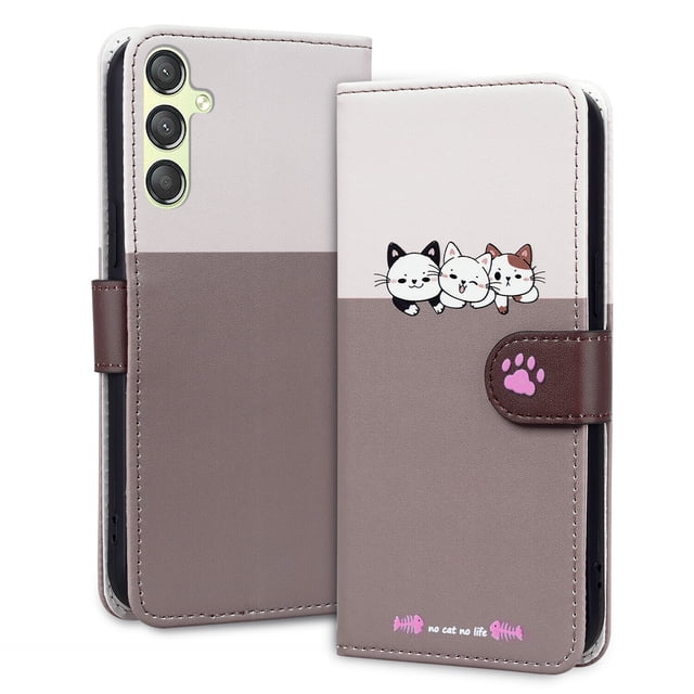 Compatible with Samsung Galaxy A24 4G Cute Animals Pattern Wallet Case with Card Slots Flip Cover
