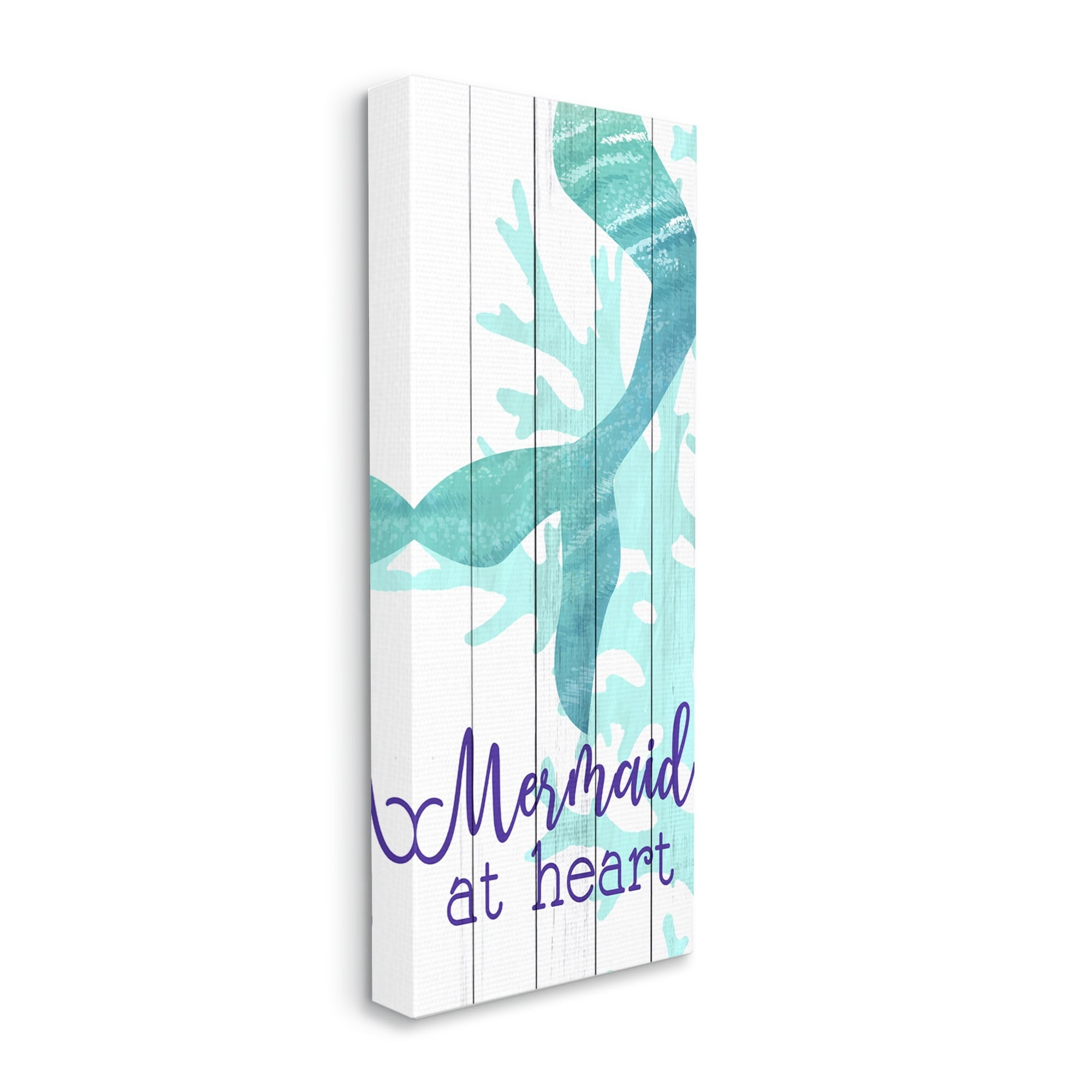 Stupell Industries Mermaid At Heart Saying Calligraphy Turquoise Tail , 20 x 48, Design by Kim Allen