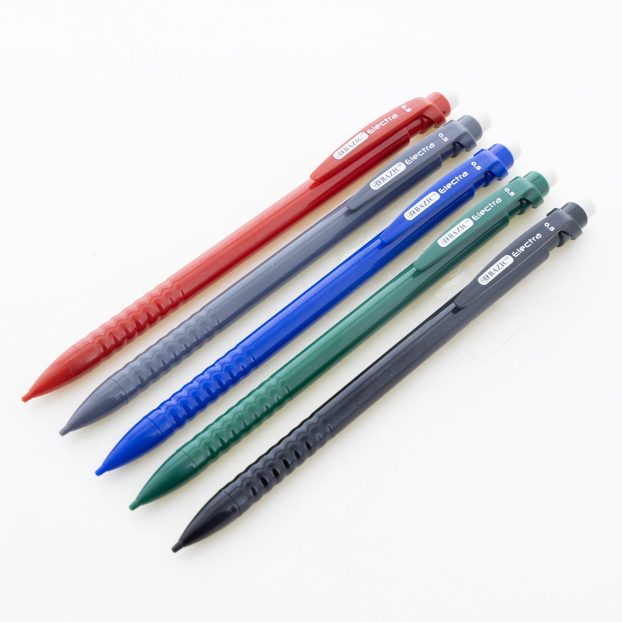 BAZIC Mechanical Pencil Electra Core 0.5mm, Latex Free Eraser (5/Pack), 24-Packs